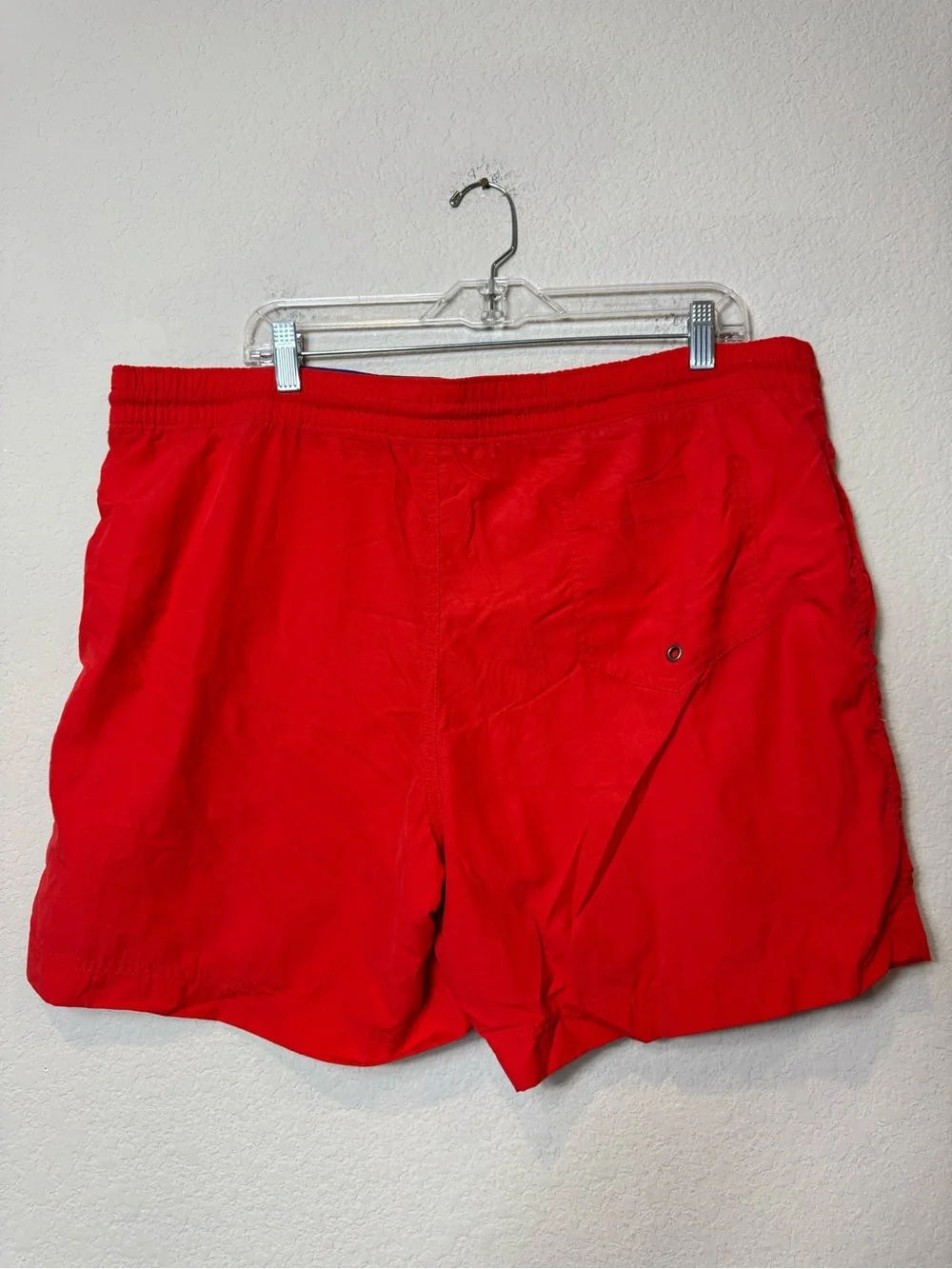 Polo by Ralph Lauren Red Men’s Swim Trunks with Blue Drawstring Flaws size L